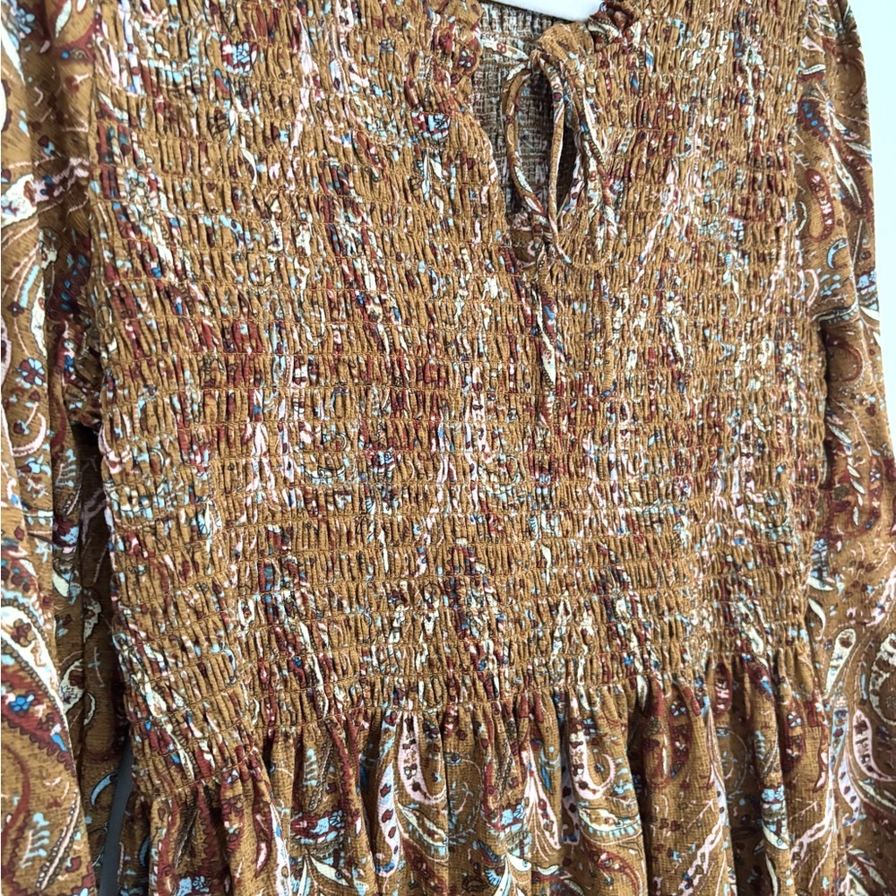 MELLODAY Rust Floral Ruffle Blouse - Picture 2 of 4